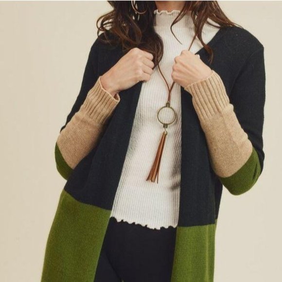 2/$40 - Color Block Long Sleeve Cardigan - Picture 7 of 8